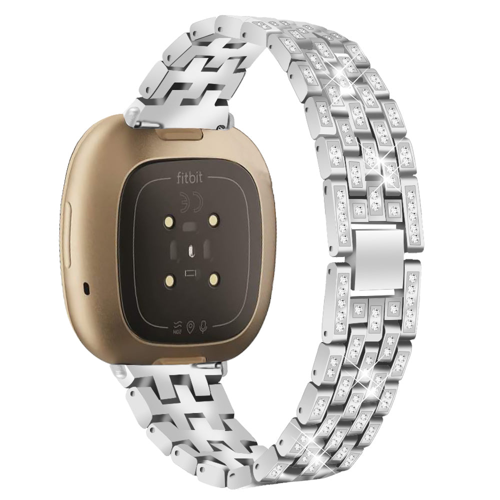 For Fitbit Versa 4 Sense 2 Rhinestones Decor Zinc Alloy Strap Replacement Smartwatch Band For Fitbit Versa 4 Sense 2 Rhinestones Decor Zinc Alloy Strap Replacement Smartwatch Band